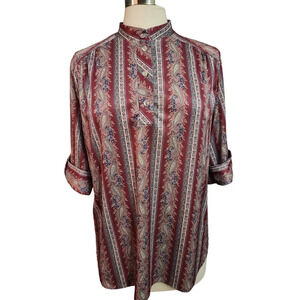 Paisley French Quarter by G Bennett Shirt Sleeve Top Blouse USA